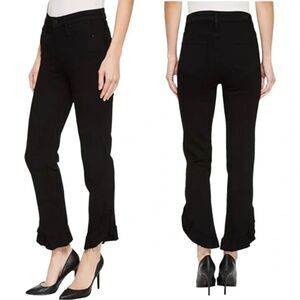 Paige Hoxton High Rise Straight Ankle Jean Ruffled Raw Hem - Black 32
